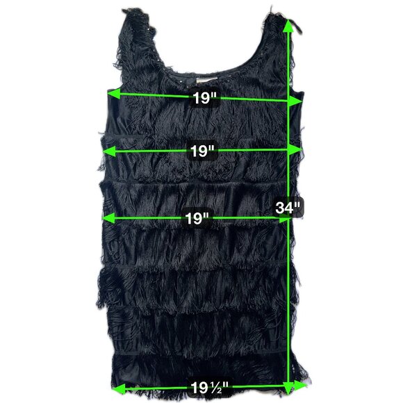 Black Fringe Flapper Dress Set w/ Headpiece, Gloves & Feather Boa – 1920s Gatsby - Picture 7 of 16